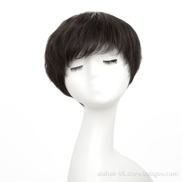 Short Straight Brazilian Straight High Quality Vendors Black Glueless 100% Cuticle Human Hair Wig With Bangs
